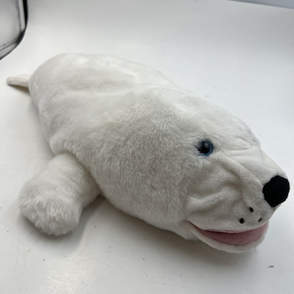 White Harp Seal Puppet 18" Plush 2023 The Petting Zoo - Picture 4 of 11